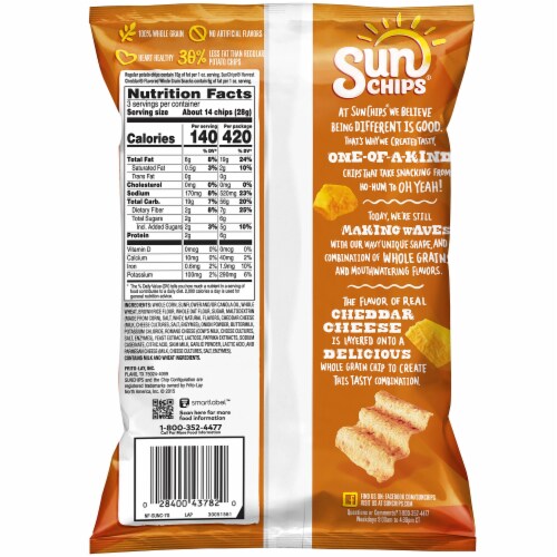 Sun Chips® Harvest Cheddar Whole Grain Snacks Perspective: back
