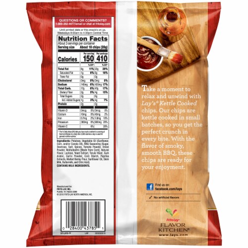 Lay's® Kettle Cooked Mesquite BBQ Flavored Potato Chips Perspective: back