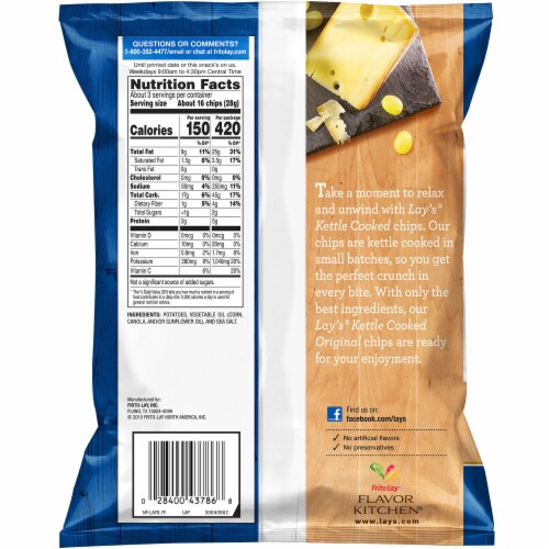 Lay's® Kettle Cooked Original Potato Chips Perspective: back