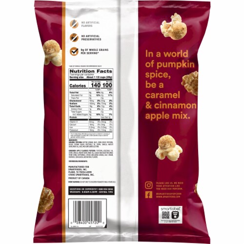 Smartfood Caramel & Cinnamon Apple Mix Popcorn Perspective: back