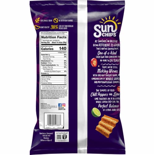 Sun Chips Chili Limon Whole Grain Snacks Perspective: back