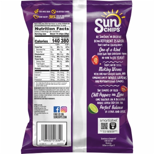 Sun Chips® Chili Lime Whole Grain Chips Perspective: back