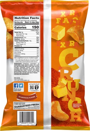 Lay's Kettle Cooked Extra Extreme Cheddar Flavored Potato Chips Perspective: back