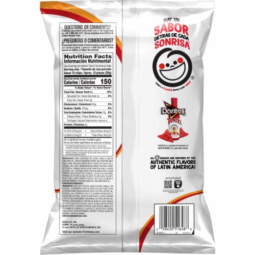 Doritos® Tapatio® Flavored Tortilla Chips Perspective: back