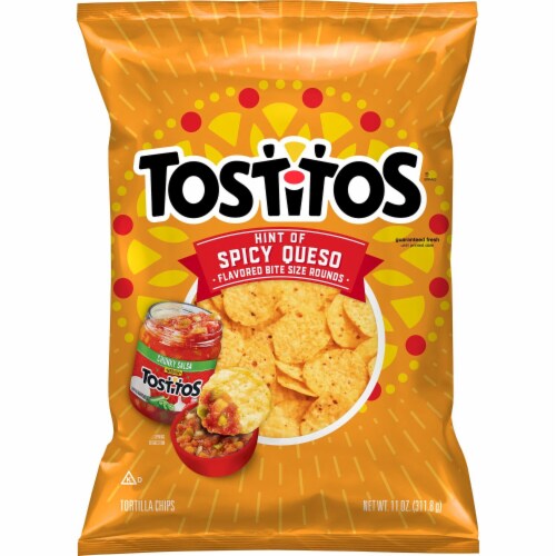 Tostitos® Hint of Spicy Queso Flavored Bite Sized Rounds Tortilla Chips Perspective: back