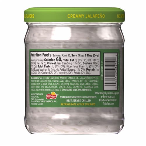 Lay's Creamy Jalapeno Dip Perspective: back