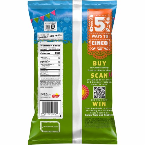 Tostitos Sea Salt & Lime Tortilla Chips Perspective: back