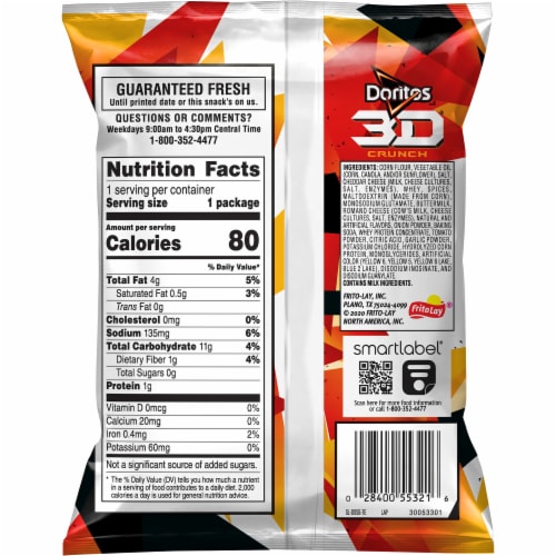 Doritos 3D Crunch Chili Cheese Nacho Flavored Corn Snacks Perspective: back