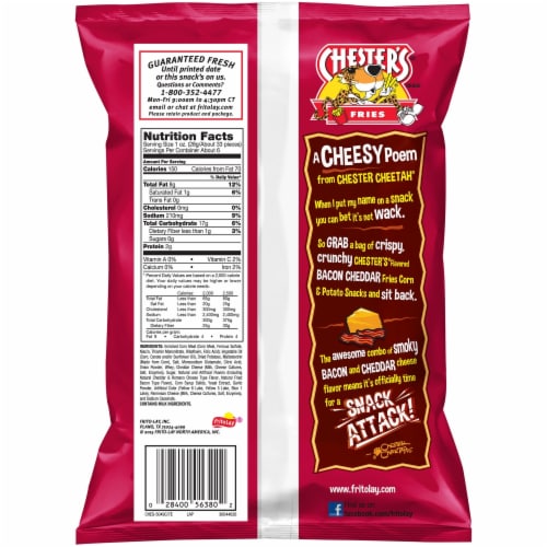 Chester's Bacon Cheddar Fries Corn & Potato Snack Perspective: back