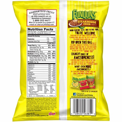 Funyuns Steakhouse Onion Flavored Rings Perspective: back