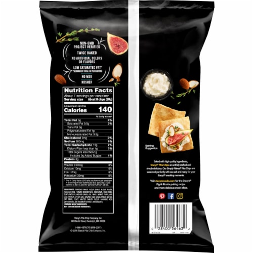 Stacy's® Simply Naked® Baked Pita Chips Snacks Perspective: back