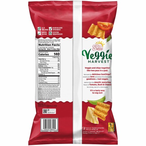 SunChips® Veggie Harvest Tomato Basil & Cheese Whole Grain Chips Perspective: back