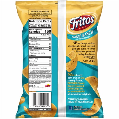 Fritos Classic Ranch Corn Chips Perspective: back