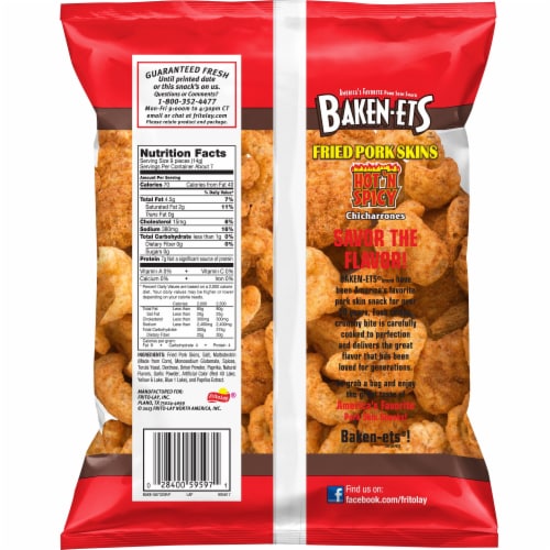 Baken-Ets Hot 'N Spicy Chicharrones Fried Pork Skins Perspective: back
