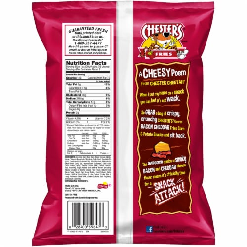 Chester's® Bacon Cheddar Fries Chips Perspective: back