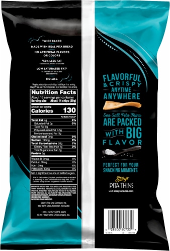 Stacy's® Pita Thins Sea Salt Snack Chips Perspective: back