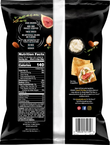 Stacy's Simply Naked Organic Baked Pita Chips Snacks Perspective: back