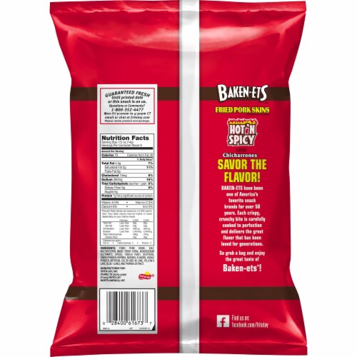 Baken-Ets® Hot 'N Spicy Chicharrones Fried Pork Skins Perspective: back