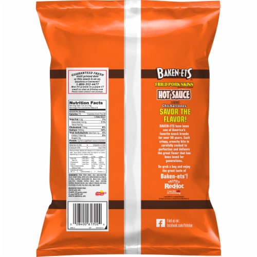 Baken-Ets Hot Sauce Chicharrones Fried Pork Skins Perspective: back
