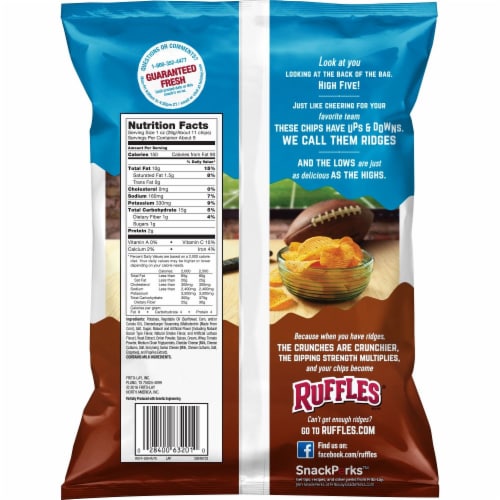Ruffles Flame-Grilled Cheeseburger Flavored Potato Chips Perspective: back