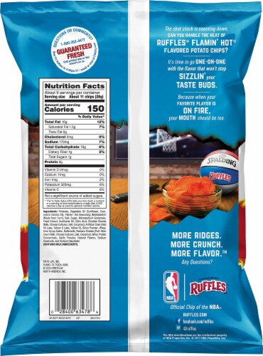 Ruffles® Potato Chips Flamin' Hot® Flavor Snacks Bag Perspective: back