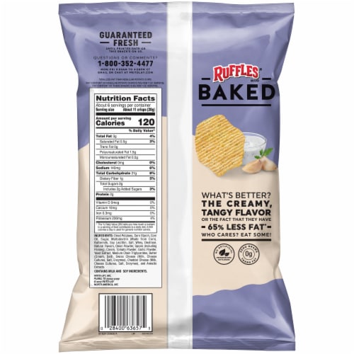 Ruffles® Oven Baked Roasted Garlic and Ranch Potato Crisps Perspective: back