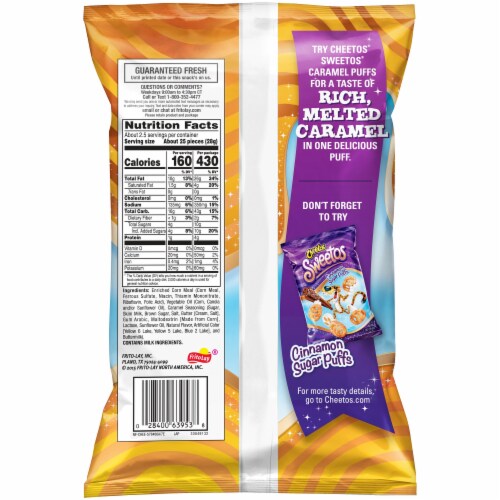 Cheetos Sweetos Caramel Flavored Snacks Perspective: back