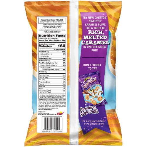 Cheetos Sweetos Caramel Puffs Snacks Perspective: back
