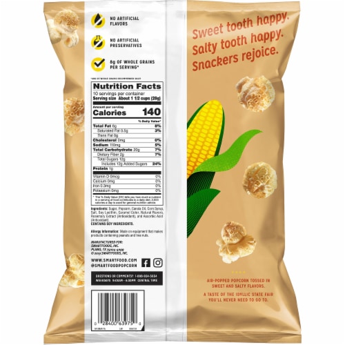 Smartfood Sweet & Salty Kettle Corn Flavored Popcorn Snacks Perspective: back