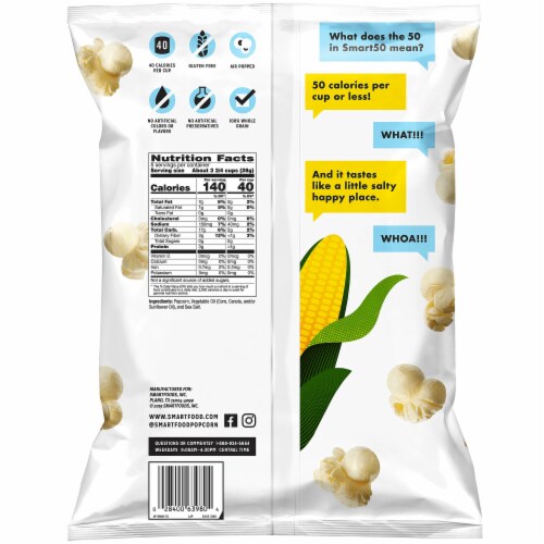 Smartfood® Smart 50™ Sea Salt Flavored Popcorn Perspective: back
