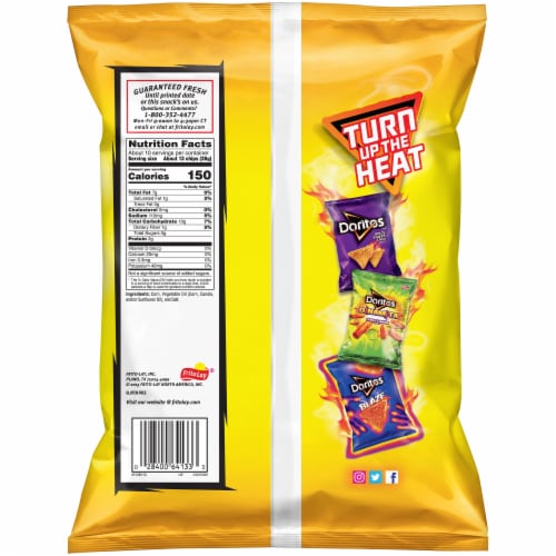 Doritos Toasted Corn Tortilla Chips Perspective: back
