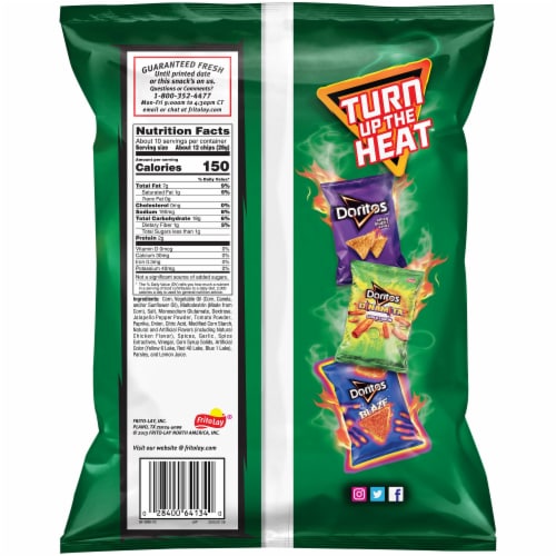 Doritos Salsa Verde Flavored Tortilla Chips Perspective: back