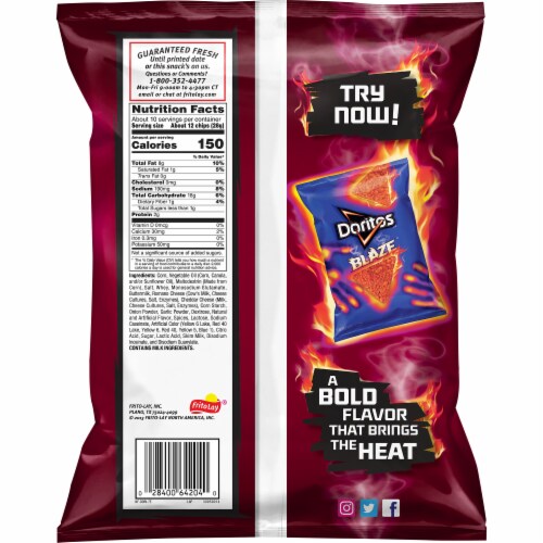 Doritos® Spicy Nacho Cheese Flavored Tortilla Chips Perspective: back
