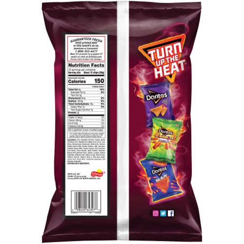 Doritos Spicy Nacho Flavored Party Size Tortilla Chips Perspective: back