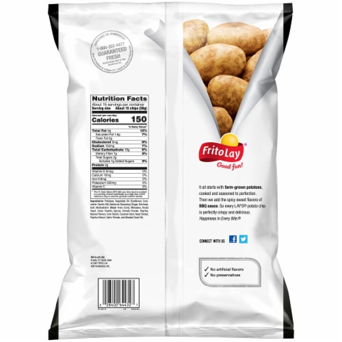 Lay's® Potato Chips Barbecue Flavor Snacks 12.5 oz Party Size Bag Perspective: back