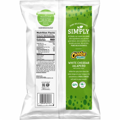 Cheetos Simply Puffs White Cheddar Jalapeno Flavored Cheese Snacks Perspective: back