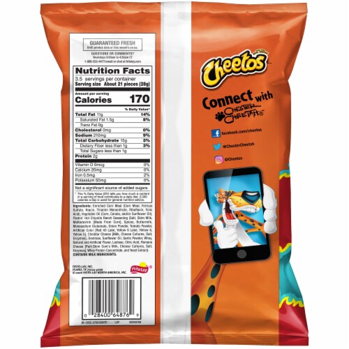 Cheetos Flamin' Hot Chipotle Ranch Crunchy Cheese Snacks Perspective: back