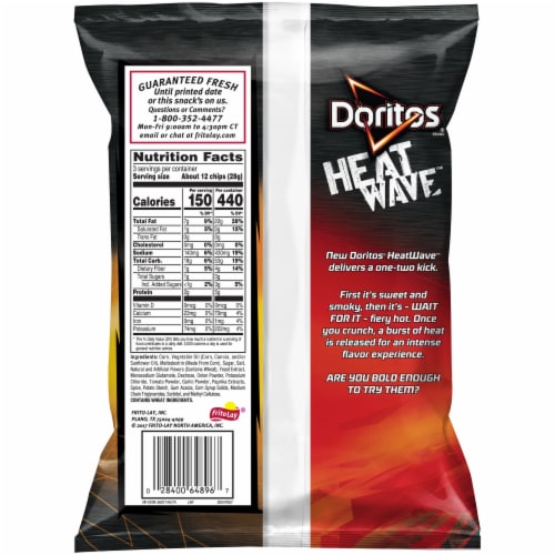 Doritos Heat Wave Barbecue Tortilla Chips Perspective: back