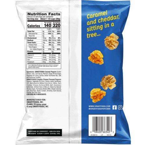 Smartfood Caramel & Cheddar Mix Flavored Popcorn Perspective: back