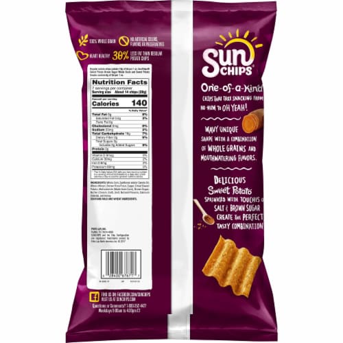 Sun Chips Sweet Potato & Brown Sugar Whole Grain Snacks Perspective: back