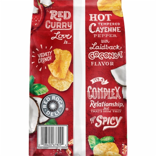 Red Rock Deli Kettle Chips Red Curry Coconut Deli Style Potato Chips Snacks Perspective: back