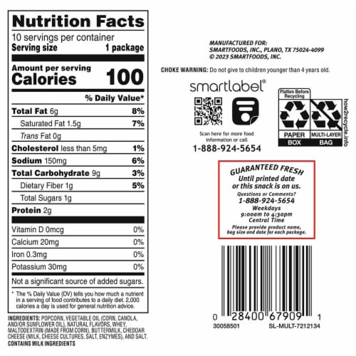 Smartfood® White Cheddar Popcorn Multipack Perspective: back