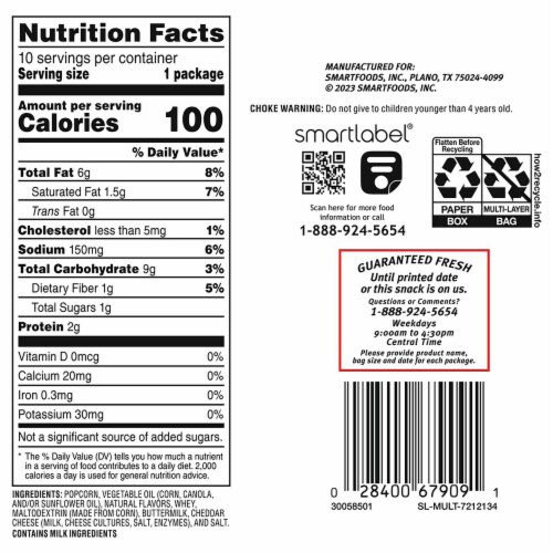 Smartfood® White Cheddar Popcorn Multipack Perspective: back