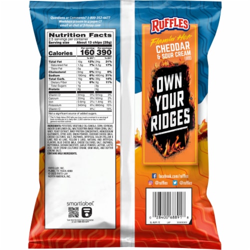 Ruffles® Flamin' Hot® Cheddar & Sour Cream Potato Chips, 2.5 oz Food