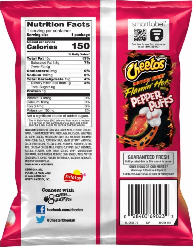 Cheetos Flamin' Hot Puffs Cheese Flavored Snacks, 8 oz