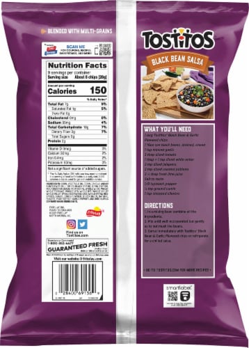Tostitos® Black Bean and Garlic Tortilla Chips Perspective: back