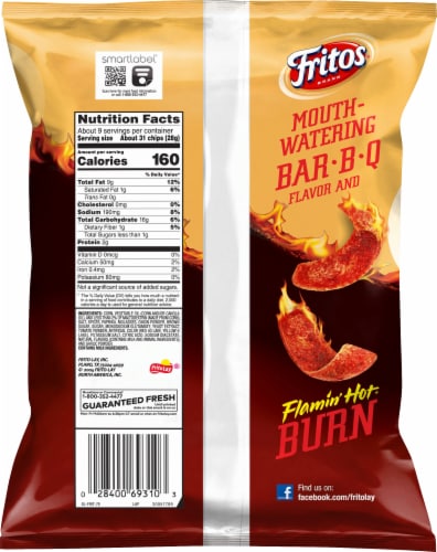Fritos® Flamin' Hot® Bar-BQ Flavored Corn Chips Perspective: back