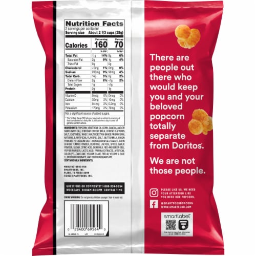 Smartfood® Doritos® Nacho Cheese Flavored Popcorn Perspective: back