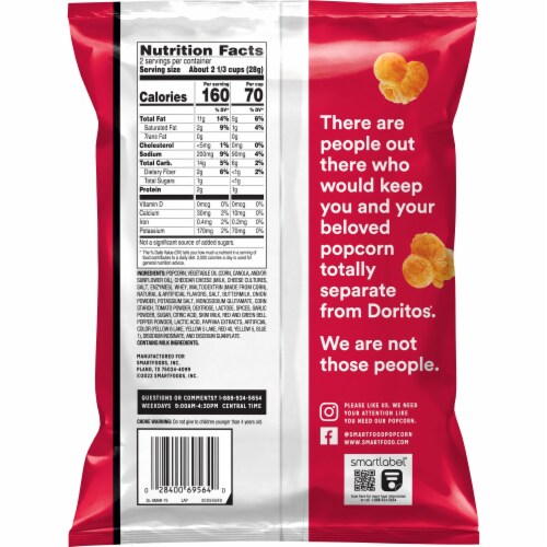 Smartfood® Doritos® Nacho Cheese Flavored Popcorn Perspective: back