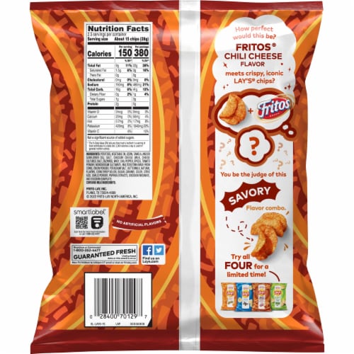 Lay's Kettle Cooked Fritos Chili Cheese Potato Chips Perspective: back